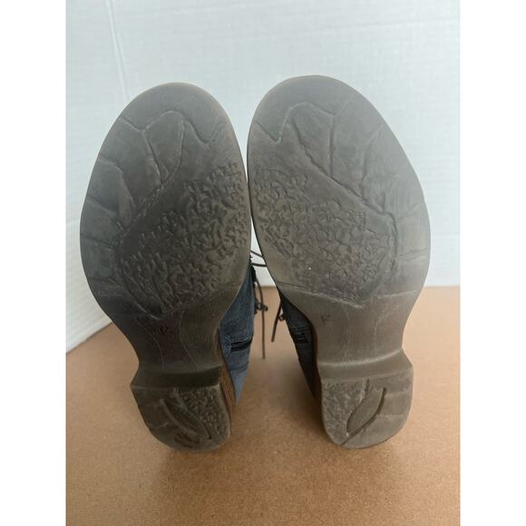 Earth Boone Navy Blue Gray Suede Lace Up and Zip Ankle Bootie Comfort Boots 7.5 - Picture 12 of 13